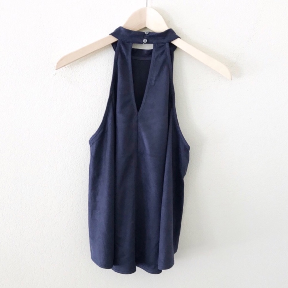 ❗️navy faux suede high neck swing top - Picture 5 of 6